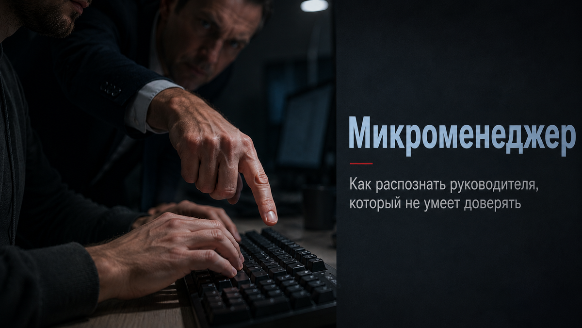 Руководитель-микроменеджер контролирует каждый шаг сотрудника и проверяет написание кода за его плечом.