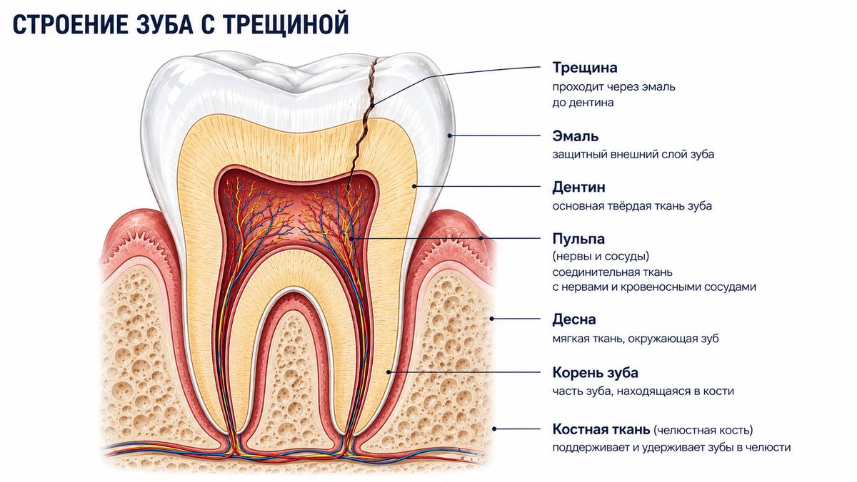 Схема строения зуба