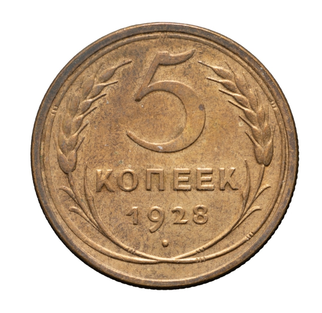 5 копеек 1928 года. Ф13. Шт. 1.2