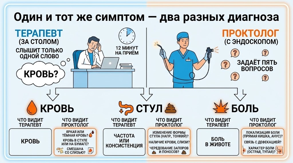 любое стойкое изменение характера стула продолжительностью более шести недель у пациента старше 40 лет — это прямое показание к колоноскопии