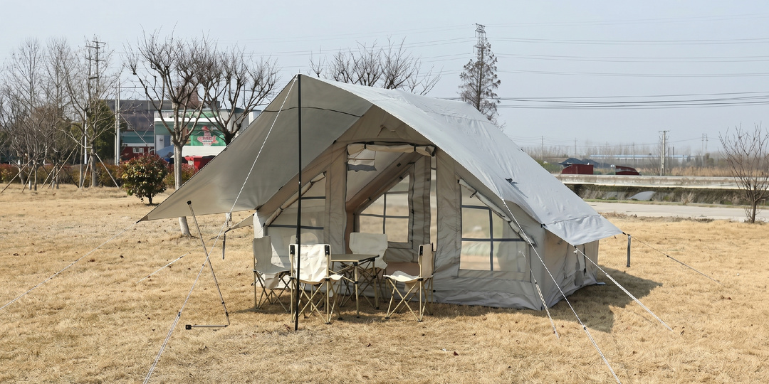 Надувная палатка MirCamping 1853-6 м2 с надувным каркасом и тентом-навесом — комфортный кемпинг для 6 человек