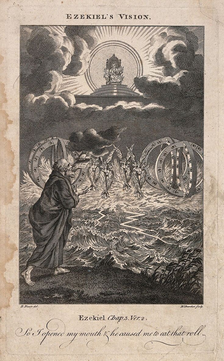 Видение Иезекииля, гравюра Б. Пикар (Bernard Picart, 1673–1733)