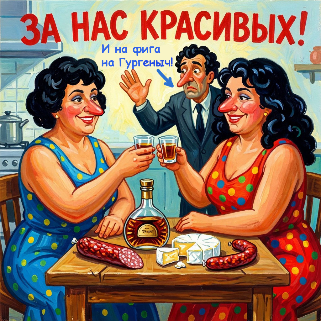 Коллаж автора и ИИ: и прекрасные дамы, и ненужный Гургеныч на месте