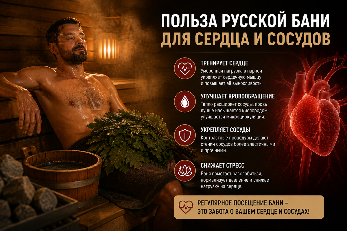 Польза русской бани для сердца и сосудов