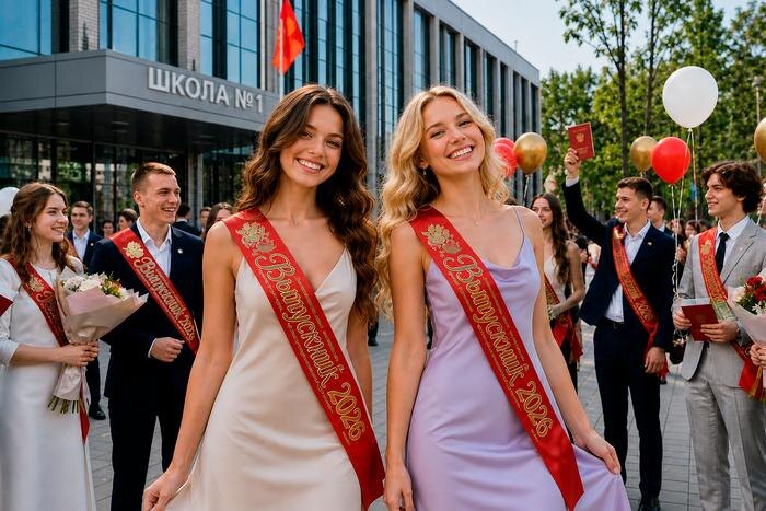 Выпускной 2026: образы, макияж и идеи для самого важного вечера у выпускников. Обложка © ChatGPT