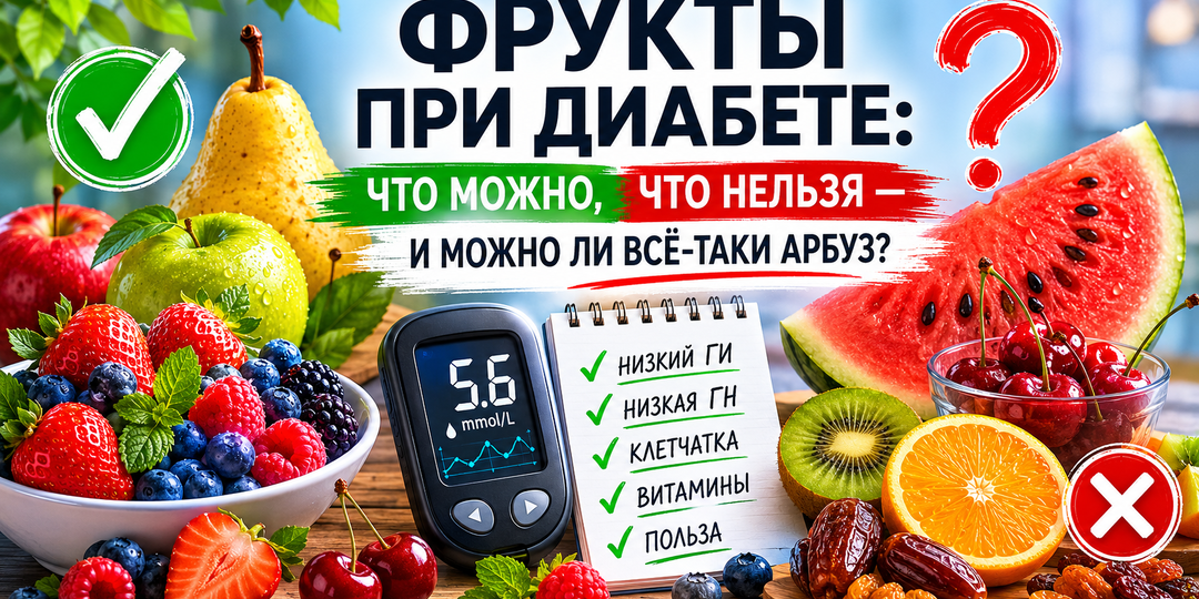 ФРУКТЫ ПРИ ДИАБЕТЕ: ЧТО МОЖНО, ЧТО НЕЛЬЗЯ — И МОЖНО ЛИ ВСЁ-ТАКИ АРБУЗ?