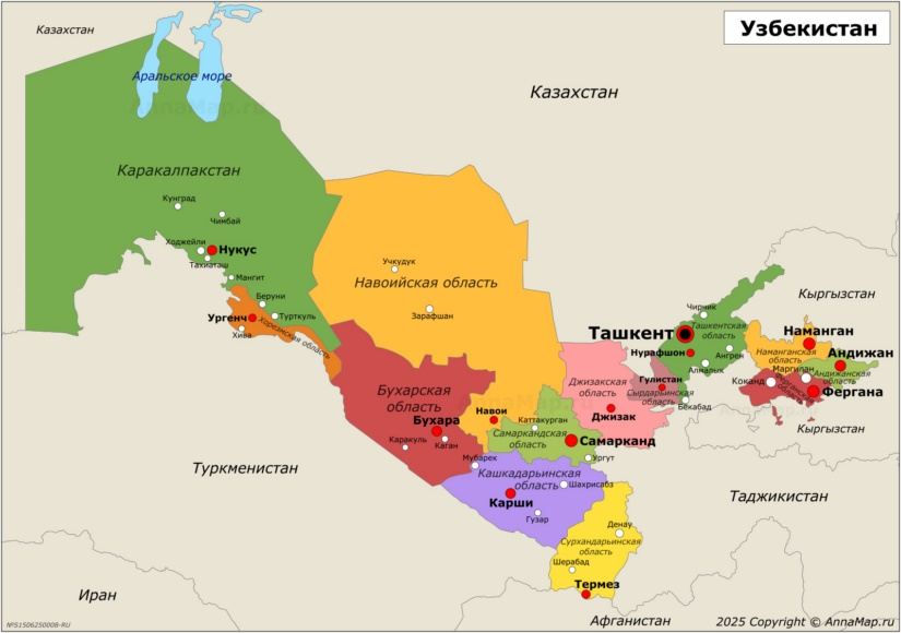 10 крупнейших городов Узбекистана.