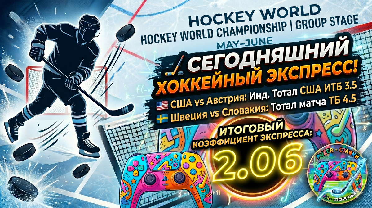 🏒 Хоккейный экспресс на ЧМ-2026: Заряжаем на голы с общим кэфом 2.06!