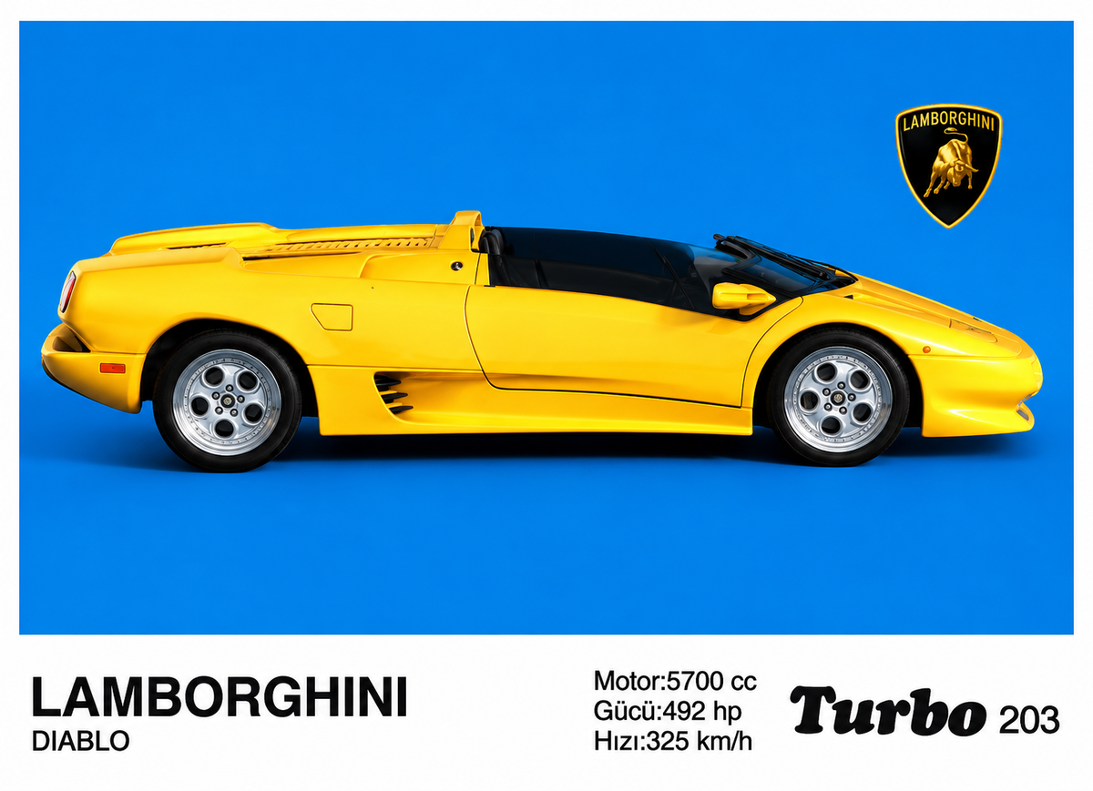 Вкладыш №203 — Lamborghini Diablo, восстановленное изображение