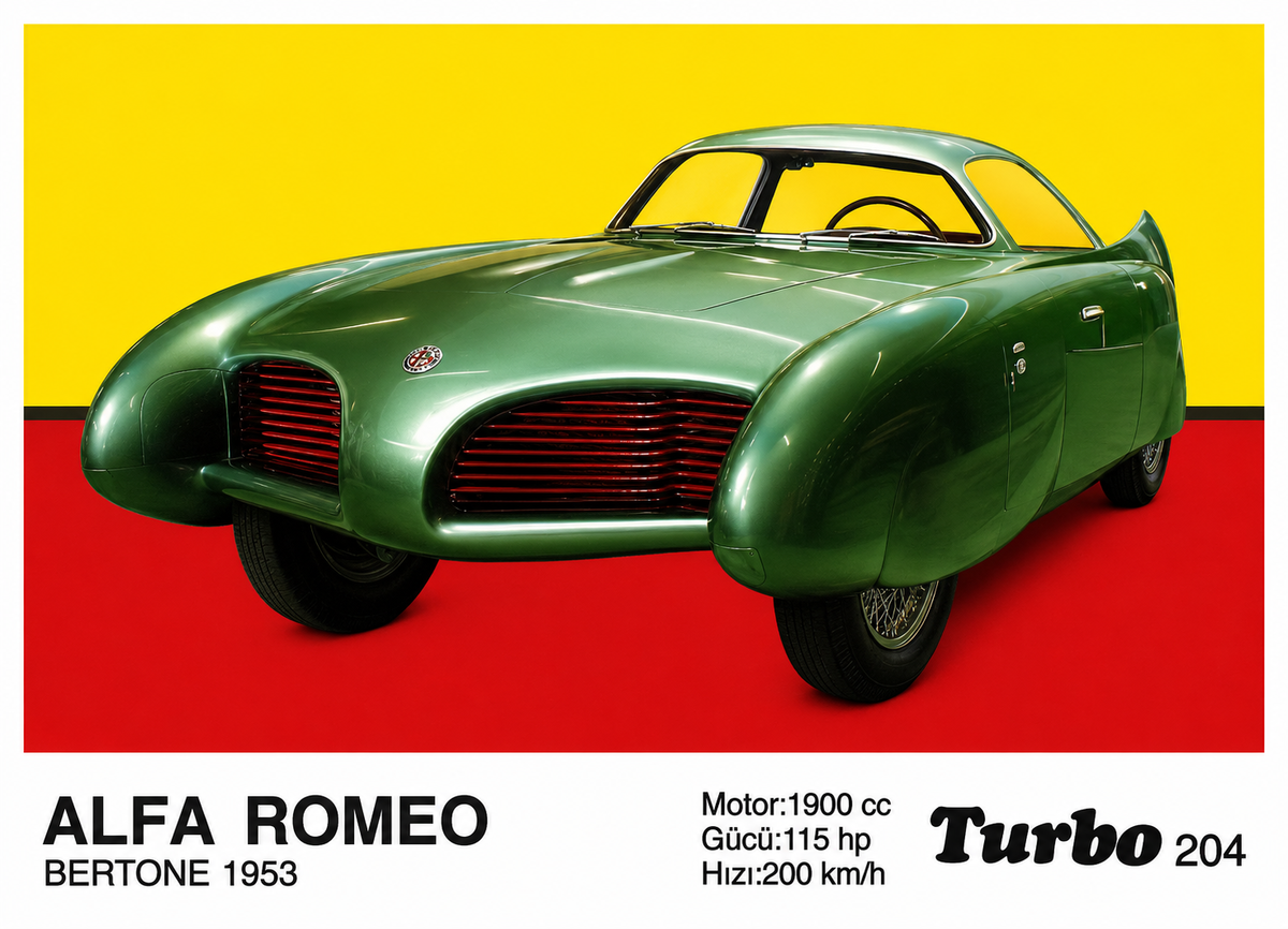 Вкладыш №204 — Alfa Romeo Bertone 1953, восстановленное изображение