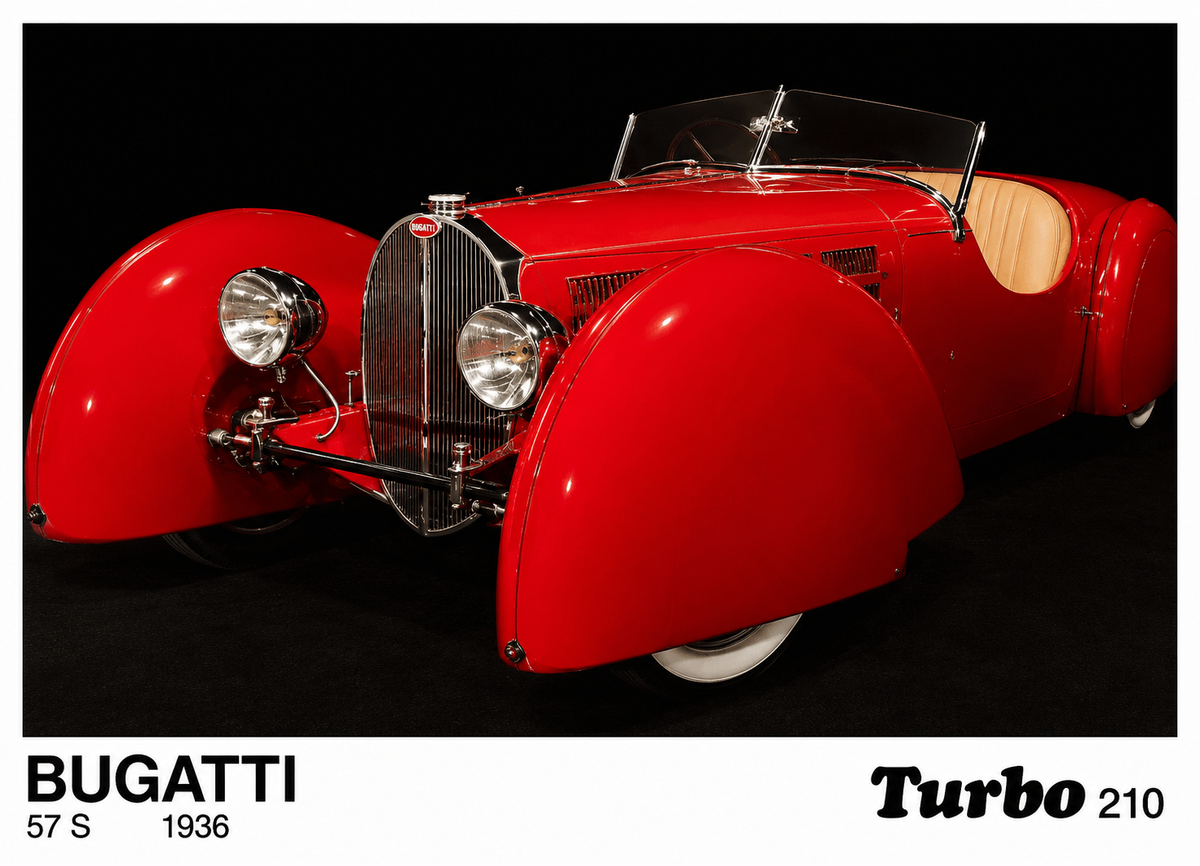 Вкладыш №210 — Bugatti 57S 1936, восстановленное изображение