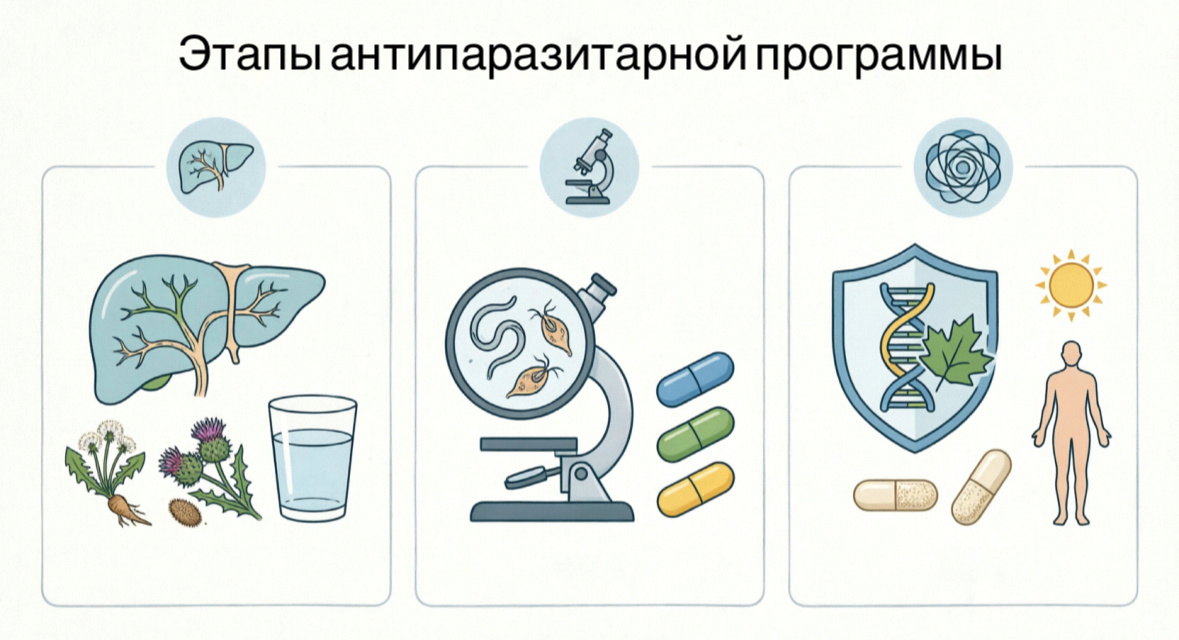 Этапы антипаразитарной программы