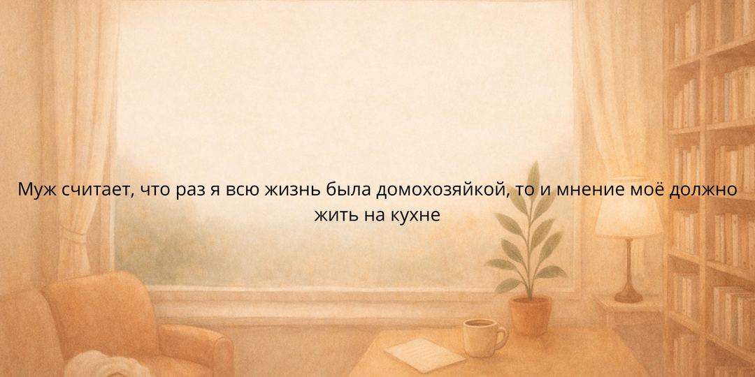 Муж считает, что раз я всю жизнь была домохозяйкой, то и мнение моё должно жить на кухне