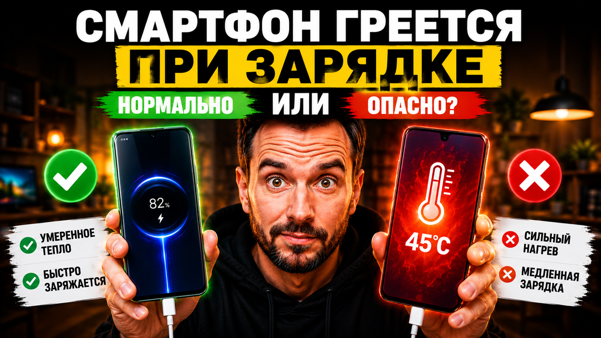 Смартфон греется при зарядке: когда это нормально, а когда опасно. Причины перегрева, быстрая зарядка, неисправные кабели и адаптеры. Как защитить батарею Android и iPhone.