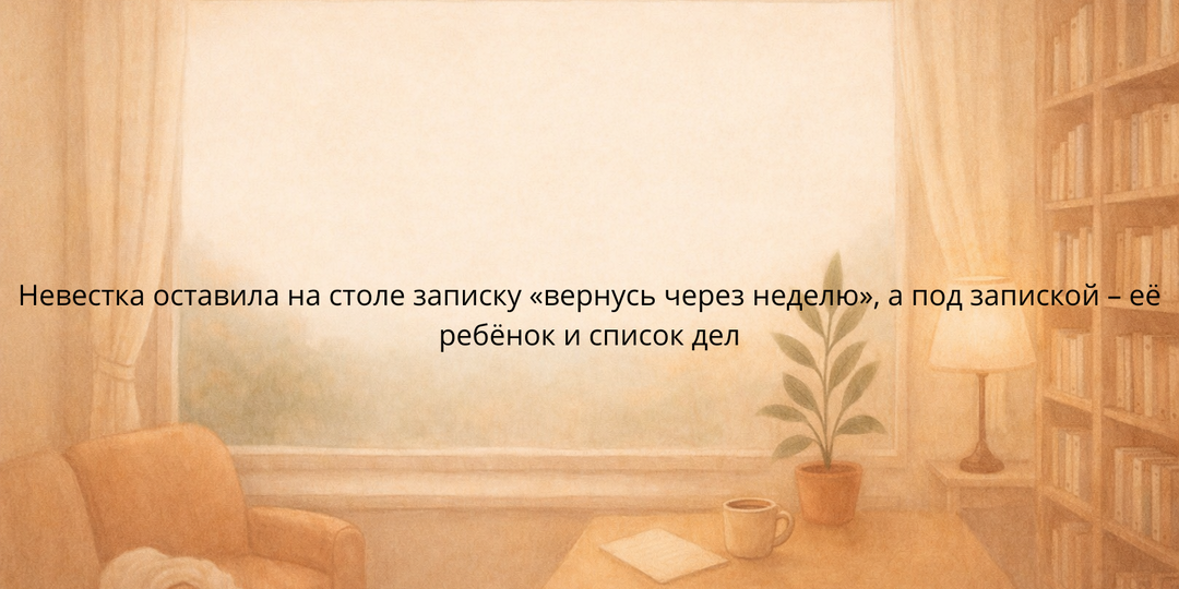 Невестка оставила на столе записку «вернусь через неделю», а под запиской – её ребёнок и список дел