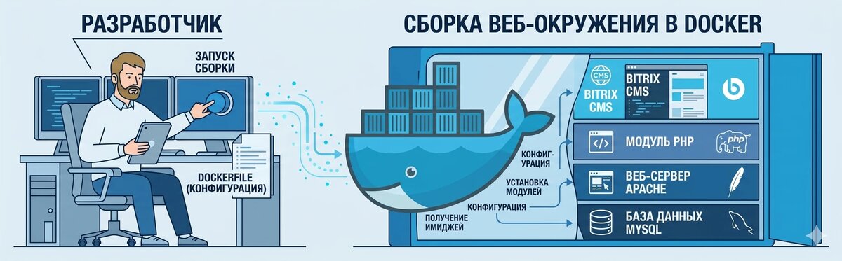 Развертывание Битрикс Docker с монтированием томов для данных и конфигураций