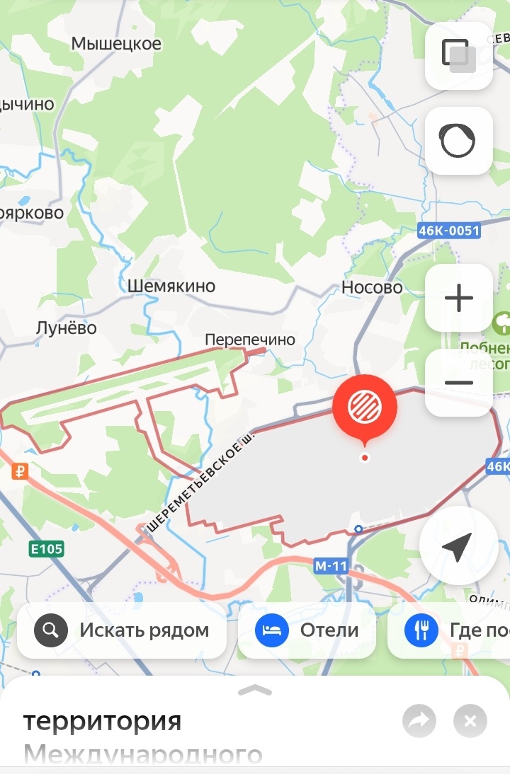Территория аэропорта Шереметьево. Отсюда: ,,Яндекс.Карты'' . 