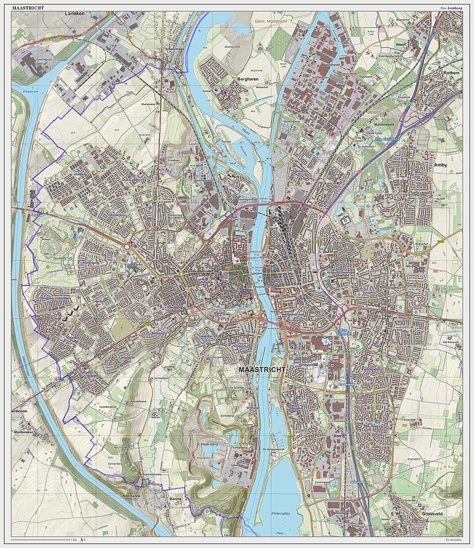 Голландская топографическая карта Маастрихта, март 2014 года