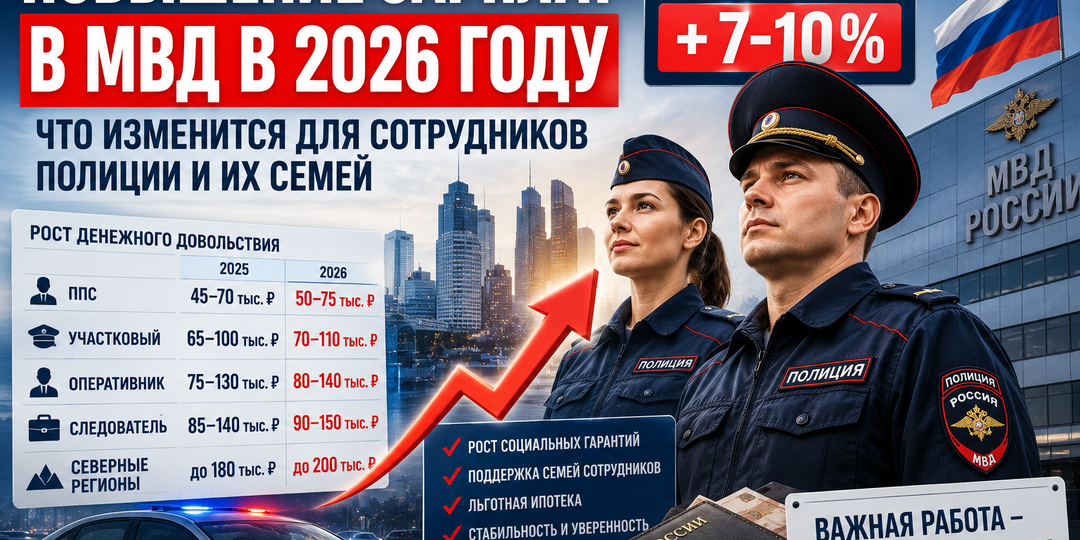 Повышение зарплаты сотрудникам МВД в 2026 году