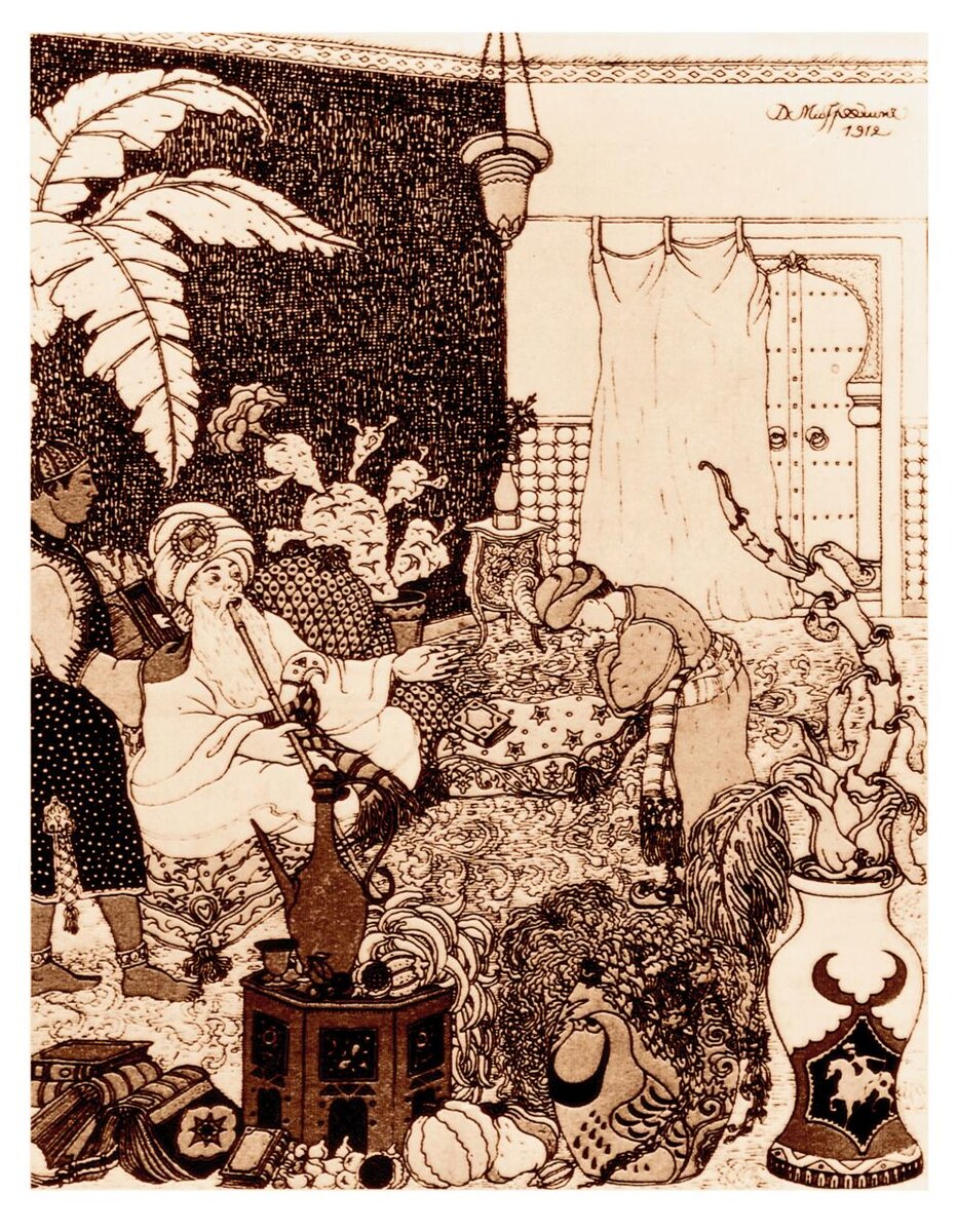 Дмитрий Митрохин. Иллюстрация к "Истории Альмансора", 1912.