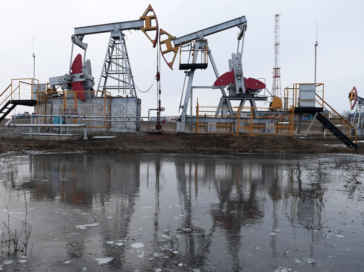   " Работа нефтяных станков - качалок© РИА Новости . Максим Богодвид