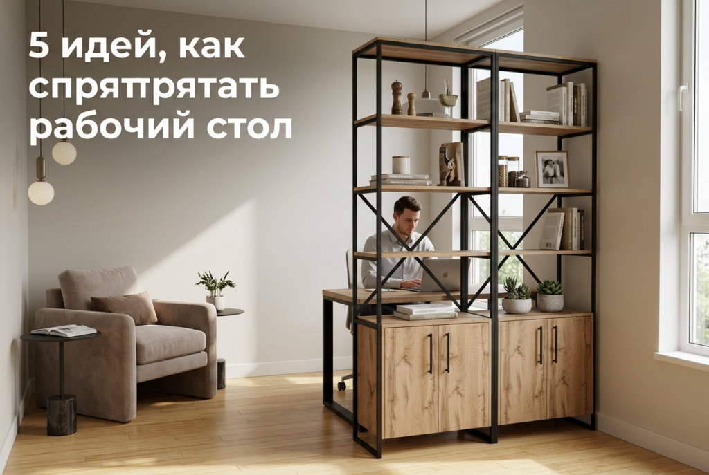    Компактный письменный стол с системами хранения, позволяющий эффективно скрыть рабочее пространство. GROSTAT
