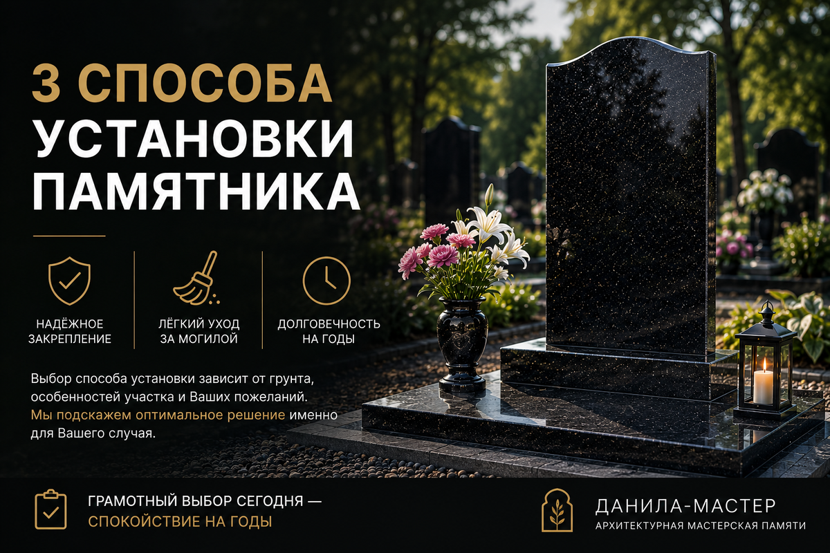 Три способа установки памятника — и почему основание влияет не только на внешний вид, но и на долговечность всей конструкции