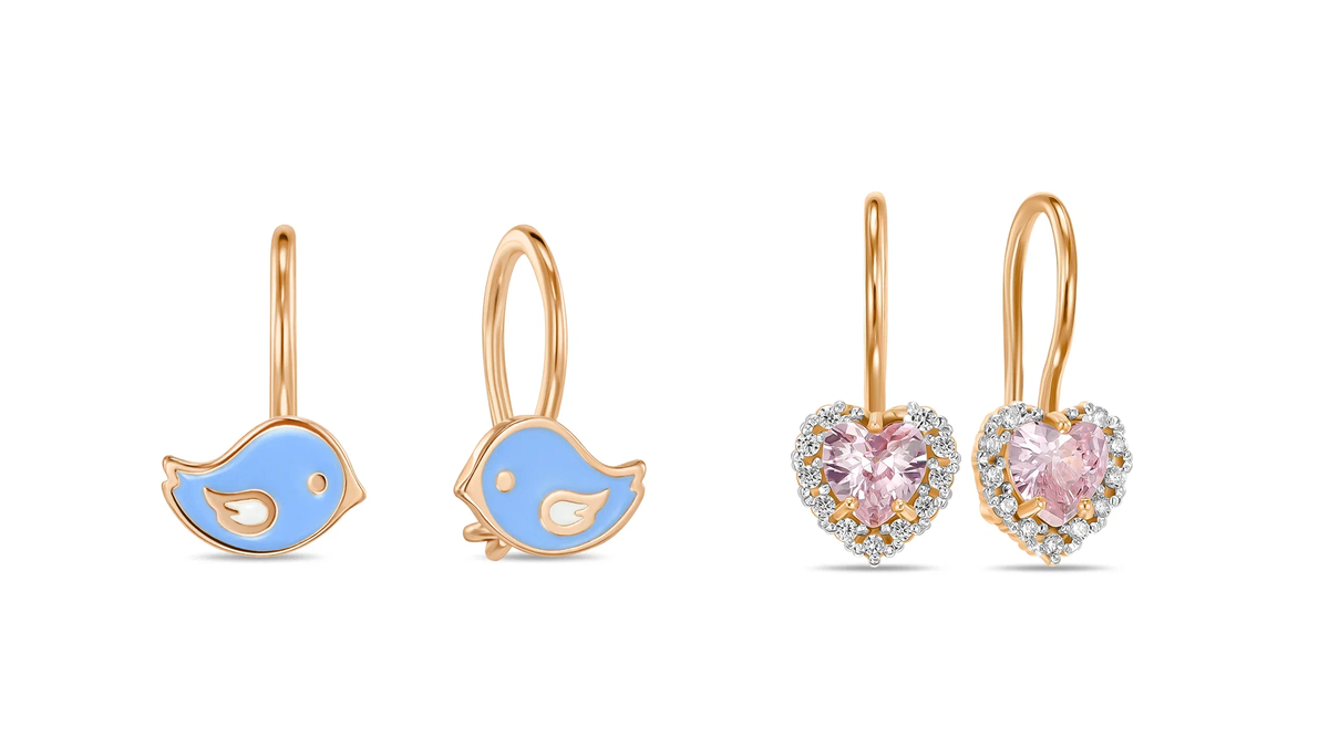 Детские золотые серьги с французским замком от MIUZ Diamonds
