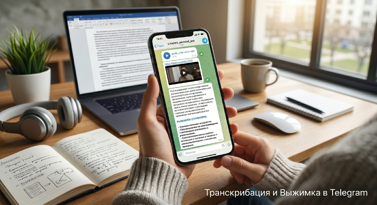 Транскрибация и выжимка в телеграм