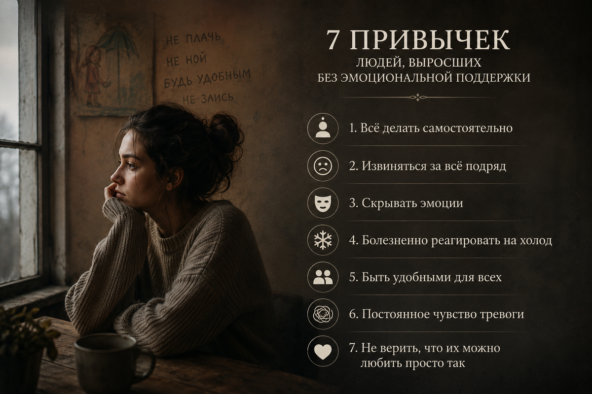 Почему одни люди боятся просить о помощи, а другие всю жизнь пытаются заслужить любовь? Привычки, которые незаметно влияют на всю нашу взрослую жизнь...