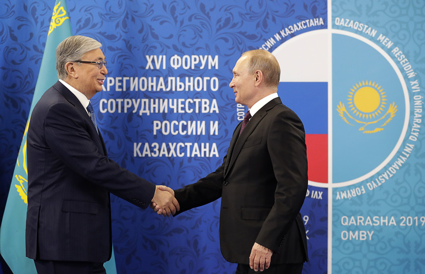   Президент Казахстана Касым-Жомарт Токаев и президент России Владимир Путин   
Фото: Михаил Метцель / ТАСС