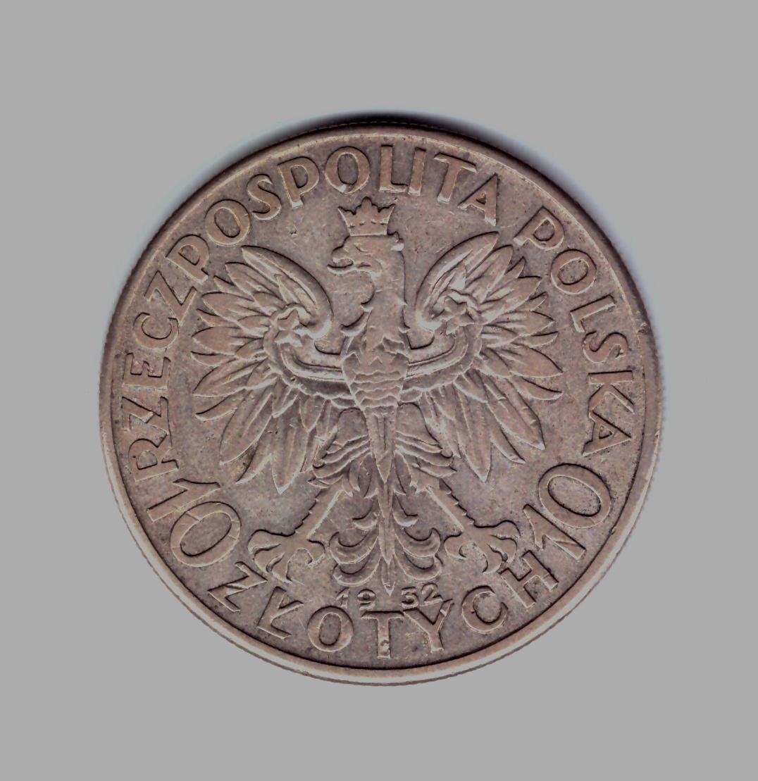 10 злотых 1932 года английской чеканки