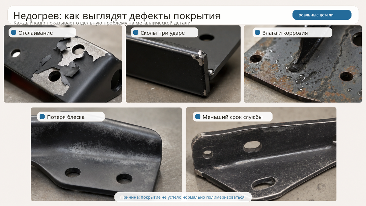 Недогрев деталей при нанесении покрытия