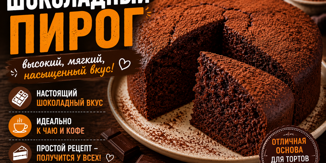 🍫 Шоколадный пирог. Высокий, мягкий, насыщенный — с настоящим шоколадом и ярким ароматом какао