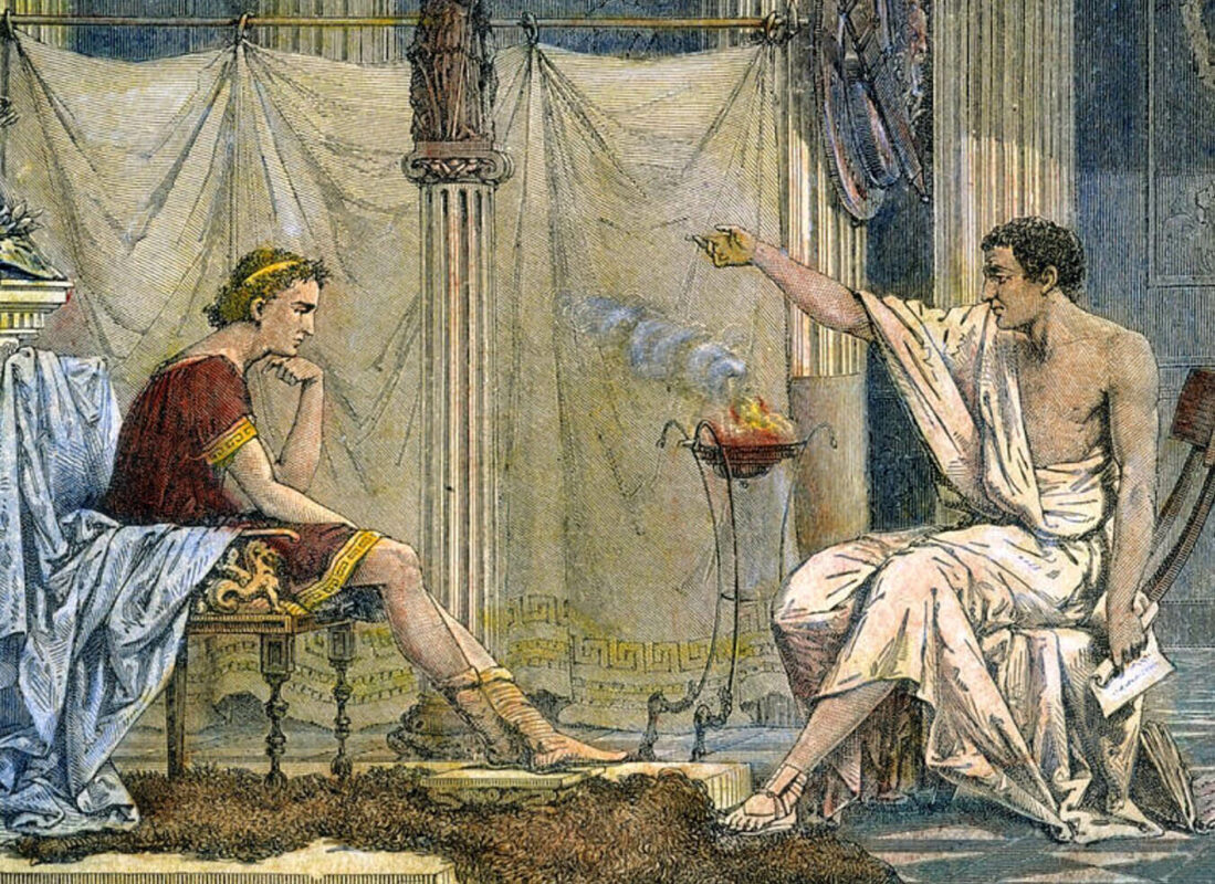 «Образование Александра Великого по Аристотелю» Хосе Армета Портанелла, 1885 год.
