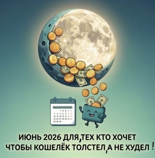 Июнь 2026: ловим денежную волну по лунному календарю -или как заставить кошелёк толстеть.