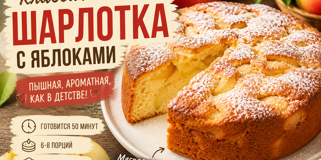 Рецепт классической шарлотки с яблоками
