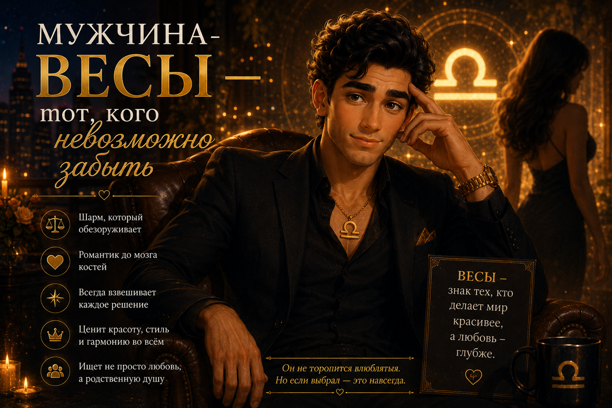 Мужчину Весы невозможно забыть