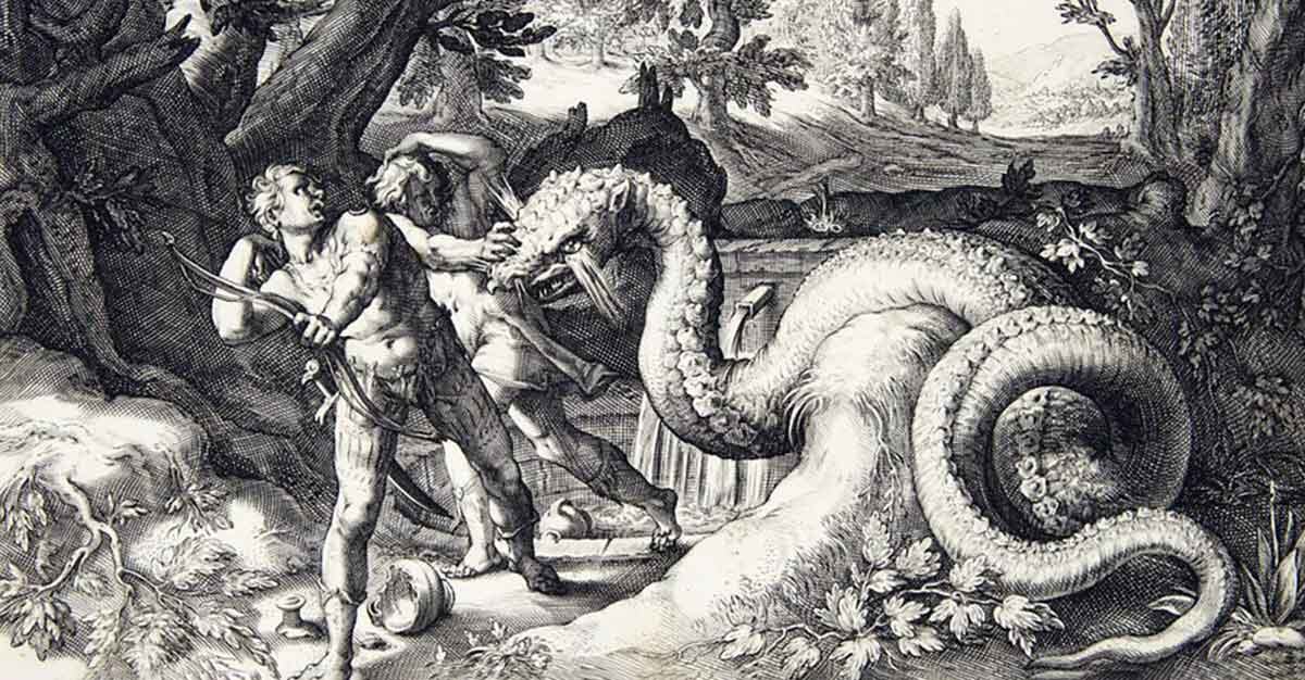 «Дракон, пожирающий спутников Кадма», работа Хендрика Гольциуса, ок. 1588–1617 гг. Источник: Лувр, Париж.