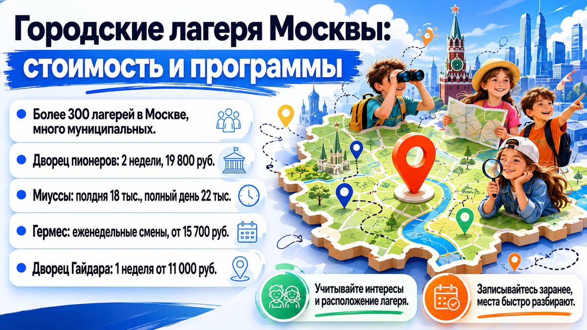 Городские лагеря Москвы: стоимость и программы  📷
