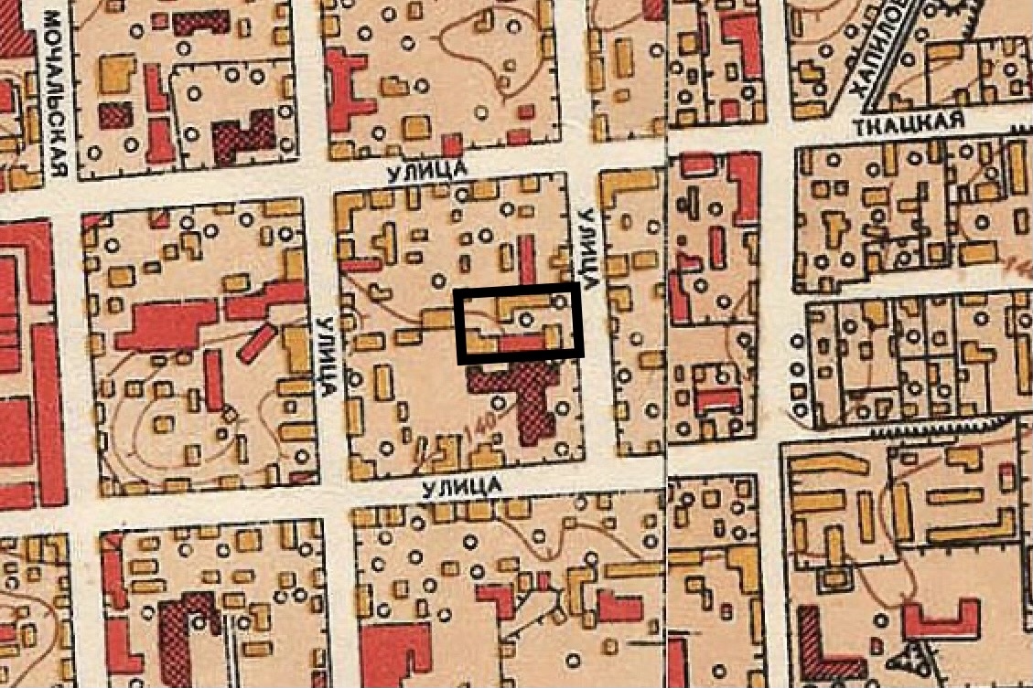 Бывшее владение Е.К. Горшковой на плане Москвы 1952 г. Источник: retromap.ru