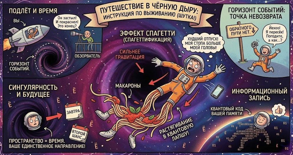 Что произойдёт, если попасть в чёрную дыру