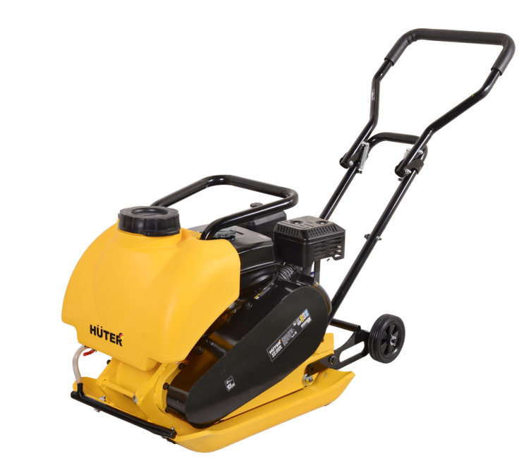 Виброплита бензиновая Huter VP-90W: 6.5 л.с., производительность - 1050 м²/ч, уплотнение на 35 см, плита 58x50 см, бак для воды, 88 кг