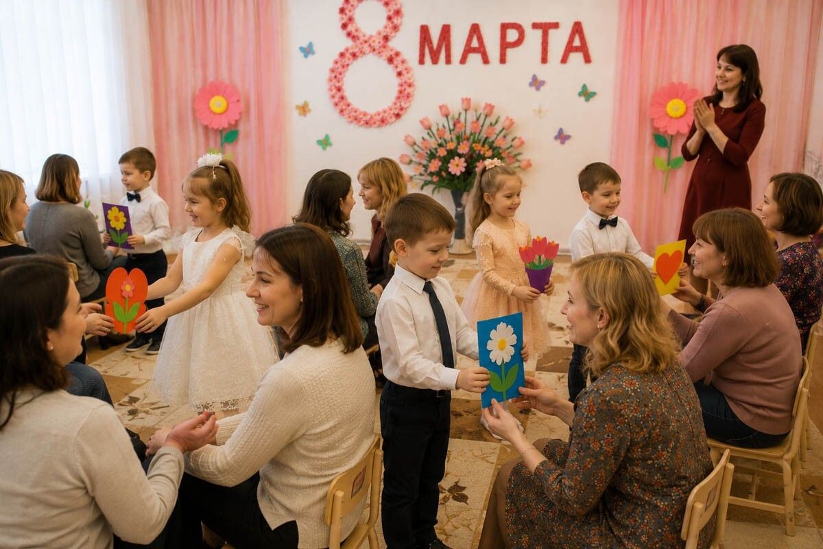 На некоторых утренниках дети дарят мамам подарки, сделанные своими руками. Источник: нейросеть📷
