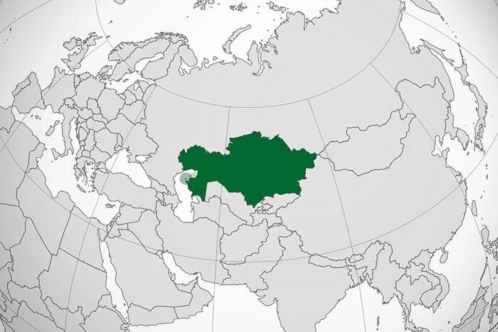 Казахстан на карте мира: самая большая страна без выхода к океану. Фото © Wikipedia / Turkish Flame.
