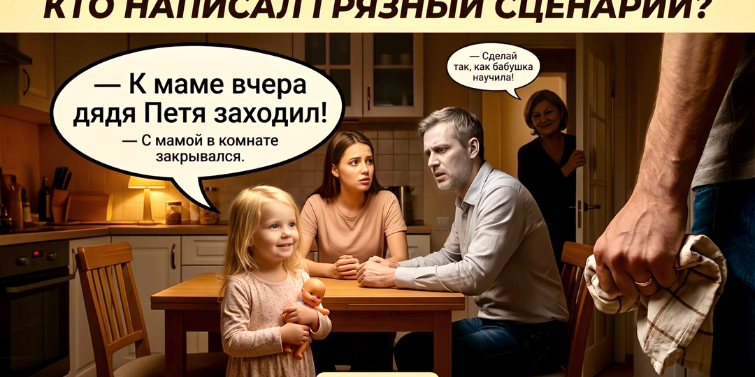 "А к маме дядя приходил, пока тебя не было!" - радостно выдала 4-летняя дочь. Муж побледнел, а я поняла, кто написал этот грязный сценарий