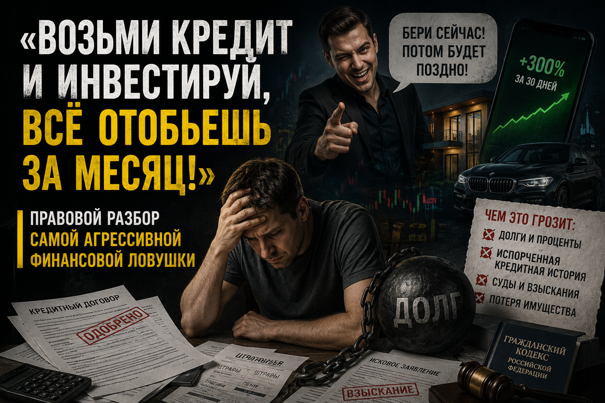 «Возьми кредит и инвестируй, всё отобьешь за месяц!»: правовой разбор самой агрессивной финансовой ловушки