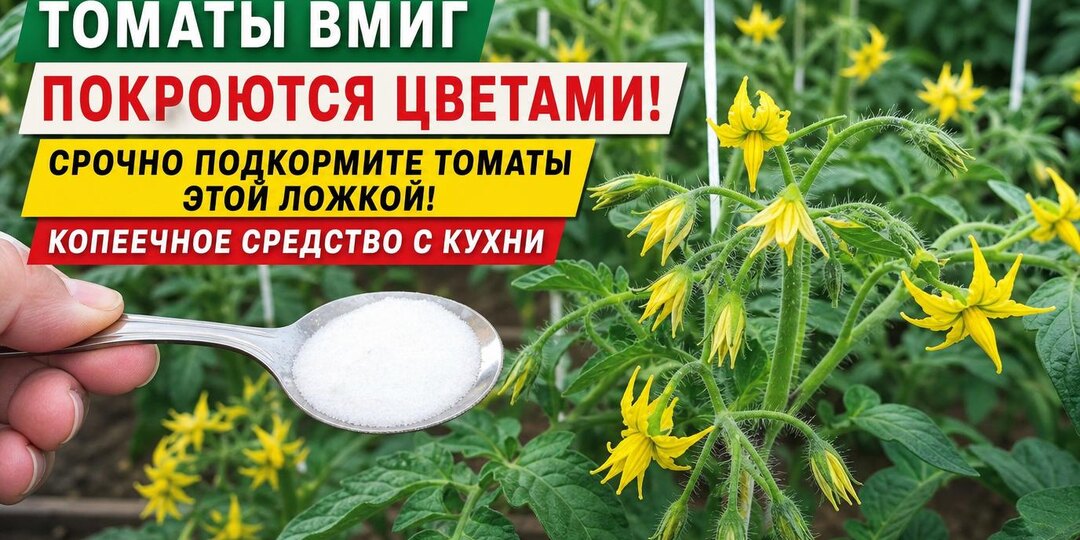 Томаты вмиг покроются цветами! Срочно подкормите томаты этой ложкой! Копеечное средство с кухни.