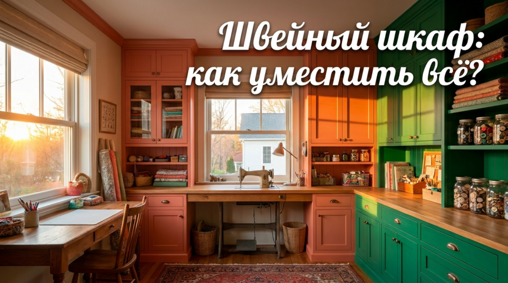    Идеально организованное рабочее место мастера со шкафом для шитья. MDKUHNY