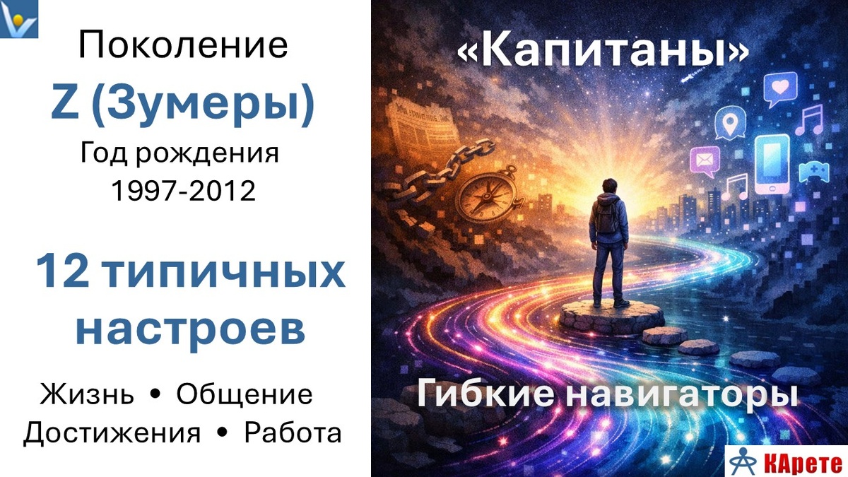 Поколение Z (Зумеры): "Капитаны" - 12 типичгых настроев: отношение к  жизни,  общению,  достижениям, работе